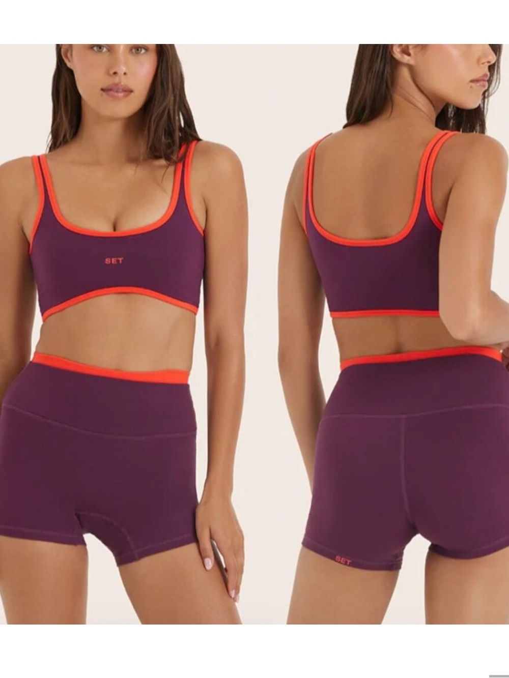 NWOT* S TOP / M SHORTS | Set Active acai Formcloud Bra shorts plum colorblock